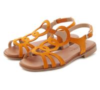 Sandale LASCANA "Sommerschuh", Damen, Gr. 41, orange, Obermaterial: 100% Rindsleder. Decksohle: 100% Textilmaterial. Futter: 100% Textilmaterial. Laufsohle: 100% Synthetik, unifarben, Basic, Schuhe Sa