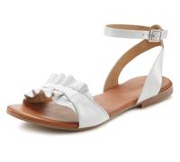 Sandale LASCANA "Sommerschuh", Damen, Gr. 42, weiß, Obermaterial: 100% Ziegenleder. Futter: 100% Schweinsleder. Decksohle: 100% Rindsleder. Laufsohle: 100% Synthetik, unifarben, modisch, Schuhe Riemch