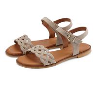 Sandale LASCANA "Sommerschuh", Mädchen, Gr. 35, beige, Obermaterial: 100% Rindsleder. Decksohle: 50% Lederimitat, 50% Polyester. Futter: 50% Lederimitat, 50% Polyester. Laufsohle: 100% Synthetik, Velo
