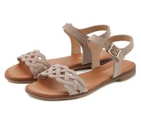 Sandale LASCANA "Sommerschuh", Mädchen, Gr. 35, beige, Obermaterial: 100% Rindsleder. Decksohle: 50% Lederimitat, 50% Polyester. Futter: 50% Lederimitat, 50% Polyester. Laufsohle: 100% Synthetik, Velo