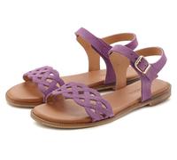 Sandale LASCANA "Sommerschuh", Damen, Gr. 39, lila, Obermaterial: 100% Rindsleder. Decksohle: 50% Lederimitat, 50% Polyester. Futter: 50% Lederimitat, 50% Polyester. Laufsohle: 100% Synthetik, Velours