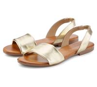 Sandale LASCANA "Sommerschuh, offener Schuh, Mule, Pantolette", Damen, Gr. 42, gold (goldfarben), Obermaterial: 100% Rindsleder. Decksohle: 100% Rindsleder. Futter: 100% Schweinsleder. Laufsohle: 100%