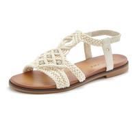 Sandale LASCANA "Sommerschuh, offener Schuh, Pantolette", Damen, Gr. 42, beige (creme), Obermaterial: 100% Textilmaterial. Decksohle: 100% Lederimitat. Futter: 100% Textilmaterial. Laufsohle: 100% Syn