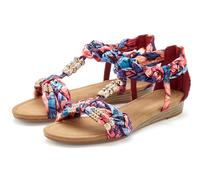 Sandale LASCANA "Sommerschuh, Pantolette, offener Schuh, Sandalette", Damen, Gr. 36, bunt (pink, lila, blau), Obermaterial: 100% Textilmaterial. Decksohle: 100% Lederimitat. Futter: 100% Textilmateria