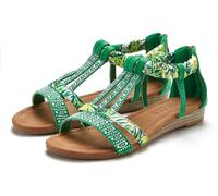 Sandale LASCANA "Sommerschuh, Sandalette", Damen, Gr. 38, grün, Obermaterial: 50% Lederimitat, 50% Textilmaterial. Decksohle: 100% Lederimitat. Futter: 100% Lederimitat. Laufsohle: 100% Synthetik, bed