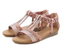 Sandale LASCANA, Damen, Gr. 40, rosa (rose), Obermaterial: 100% Lederimitat. Futter: 100% Lederimitat. Decksohle: 100% Lederimitat. Laufsohle: 100% Lederimitat, unifarben, Glitzer, modisch, Schuhe, mi