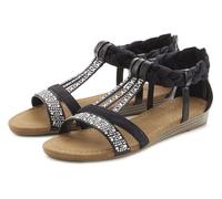 Sandale LASCANA "Sommerschuh, Sandalette", Damen, Gr. 43, schwarz, Obermaterial: 100% Lederimitat. Decksohle: 100% Lederimitat. Futter: 100% Lederimitat. Laufsohle: 100% Lederimitat, Glitzer, unifarbe