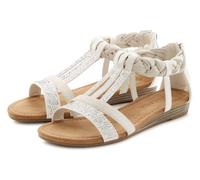 Sandale LASCANA "Sommerschuh, Sandalette", Damen, Gr. 43, weiß (sanftes weiß), Obermaterial: 100% Lederimitat. Decksohle: 100% Lederimitat. Futter: 100% Lederimitat. Laufsohle: 100% Lederimitat, Glitz