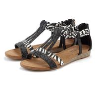 Sandale LASCANA "Sommerschuh, Sandalette, offener Schuh", Damen, Gr. 35, schwarz-weiß (schwarz, zebra), Obermaterial: 50% Lederimitat, 50% Textilmaterial. Decksohle: 100% Lederimitat. Futter: 100% Led