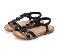 Sandale LASCANA "Sommerschuh, Sandalette, offener Schuh", Damen, Gr. 37, schwarz, Obermaterial: 100% Synthetik. Decksohle: 100% Textilmaterial. Laufsohle: 100% Synthetik, unifarben, Basic, Schuhe Sand