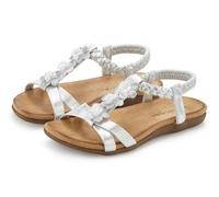Sandale LASCANA "Sommerschuh, Sandalette, offener Schuh", Damen, Gr. 37, silber (silberfarben), Obermaterial: 100% Synthetik. Decksohle: 100% Textilmaterial. Laufsohle: 100% Synthetik, unifarben, Basi