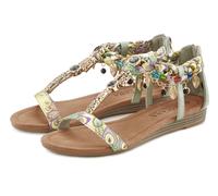 Sandale LASCANA "Sommerschuh, Sandalette, offener Schuh", Damen, Gr. 42, grün, Obermaterial: 50% Lederimitat, 50% Textilmaterial. Decksohle: 100% Lederimitat. Futter: 100% Lederimitat. Laufsohle: 100%