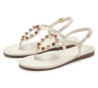 Sandale LASCANA "Zehentrenner, Sandalette, Sommerschuh, offener Schuh", Damen, Gr. 38, braun (hellbeige), Obermaterial: 100% Lederimitat. Decksohle: 100% Lederimitat. Futter: 100% Lederimitat. Laufsoh