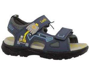 Sandale LURCHI "Blinkschuh WMS: Kodo", Jungen, Gr. 33, blau (navy, steel), Lederimitat, Schuhe Sandale, Klettschuh, Outdoorschuh, Größenschablone zum Download (76511910-33) navy, steel