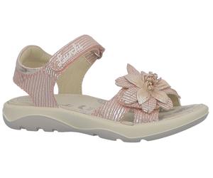 Sandale LURCHI "Flora", Mädchen, Gr. 27, rosa, Lederimitat, glänzend, festlich, Schuhe Sandale, Sandalette mit Blumenverzierung, Größenschablone zum Download (61816464-27) rosa