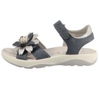 Sandale LURCHI "Flora", Mädchen, Gr. 29, jeansblau, Lederimitat, Glitzer, glänzend, festlich, Schuhe Sandale, Sandalette mit Blumenverzierung, Größenschablone zum Download (24861259-29) jeansblau