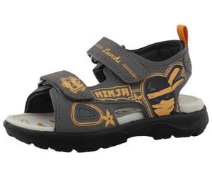 Sandale LURCHI "Kinja", Jungen, Gr. 31, grau (grau, orange), Lederimitat, kontrastfarbene Details, Schuhe Sandale, Sommerschuh, Trekkingschuh, Größenschablone zum Download (91772747-31) grau, orange