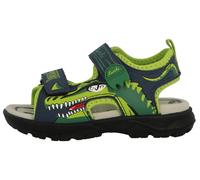 Sandale LURCHI "Krypto, Blinkschuh", Kinder, Gr. 27, blau (navy, grün), Lederimitat, Textil, Schuhe Sandale, Trekkingsandale mit Krokodil-Motiv, Größenschablone zum Download (22916502-27) navy, grün