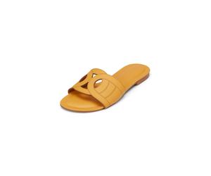 Sandale MARC O'POLO "aus edlem Kalbleder", Damen, Gr. 36, gelb (m234), Obermaterial: 100% Leder (Rind), unifarben, Schuhe Sandale (90852147-36) m234
