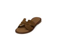 Pantolette MARC O'POLO "Babette", Damen, Gr. 39, dunkelbraun, Veloursleder, unifarben, Schuhe Pantolette, Sommerschuh, Urlaubsschuh mit kleinem Blockabsatz (50911703-39) dunkelbraun