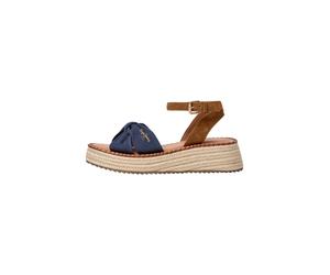 Sandale PEPE JEANS "sandals KATE BASS", Damen, Gr. 29, braun (navy), 65% Cotton, 35% Cow Suede, Schuhe Sandale (81368157-39) navy
