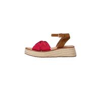 Sandale PEPE JEANS "sandals KATE BASS", Damen, Gr. 29, rot (strawberry rot), 65% Cotton, 35% Cow Suede, Schuhe Sandale (99527543-39) strawberry rot