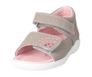 Sandale PEPINO BY RICOSTA "Tiana WMS: mittel", Mädchen, Gr. 25, beige (tundra, rosa), Leder, Lederimitat, bestickt, Schuhe Sandale, Babyschuh, Sandale mit Stickerei, Größenschabole zum Download (28641