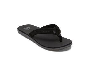 Sandale QUIKSILVER "Carver Suede Core", Herren, Gr. 12(45), schwarz (schwarz 1), Obermaterial: Leder / Außensohle: Synthetischer Gummi., Schuhe Zehentrenner (70989545-12) schwarz 1