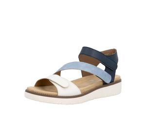 Sandale REMONTE, Damen, Gr. 37, blau, sanftes weiß, Leder, Lederimitat, Schuhe Sandale, Sommerschuh, Klettschuh, Sandalette, Riemchensandale mit Softfußbett (13404319-37) blau, sanftes weiß
