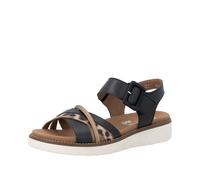 Sandale REMONTE, Damen, Gr. 38, schwarz, leo, beige, Leder, Lederimitat, Basic, Schuhe Sandale, Sommerschuh, Sandalette mit Softfußbett und Klettverschluss (21528338-38) schwarz, leo, beige