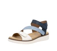 Sandale REMONTE, Damen, Gr. 39, blau, sanftes weiß, Leder, Lederimitat, Schuhe Sandale, Sommerschuh, Klettschuh, Sandalette, Riemchensandale mit Softfußbett (13404319-39) blau, sanftes weiß