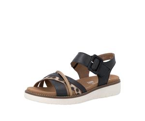 Sandale REMONTE, Damen, Gr. 39, schwarz, leo, beige, Leder, Lederimitat, Basic, Schuhe Sandale, Sommerschuh, Sandalette mit Softfußbett und Klettverschluss (21528338-39) schwarz, leo, beige