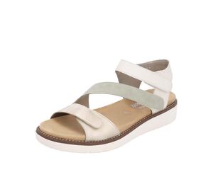Sandale REMONTE, Damen, Gr. 40, sanftes weiß, salbei, Leder, Lederimitat, Schuhe Sandale, Sommerschuh, Klettschuh, Sandalette, Riemchensandale mit Softfußbett (41626361-40) sanftes weiß, salbei
