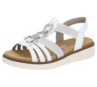 Sandale REMONTE, Damen, Gr. 43, silber (weiß, silberfarben), Lederimitat, Schuhe Sandale, Sommerschuh, Sandalette, Keilabsatz, mit praktischen Gummizügen (67554308-43) weiß, silberfarben
