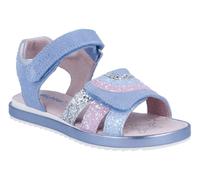 Sandale RICHTER "Romea WMS: mittel", Kinder, Gr. 28, silber (sky, silber, candy, hellblau glitzer), Textil, Veloursleder, Glitzer, Schuhe Sandale, Glitzersandale mit weicher Innensohle, Größenschablon