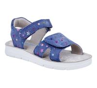 Sandale RICHTER "Sofia", Mädchen, Gr. 28, dunkelblau, Veloursleder, Glitzer, bedruckt, Schuhe Sandale, Riemchensandale, Sommerschuh, Größenschablone zum Download, mit WMS (99253814-28) dunkelblau