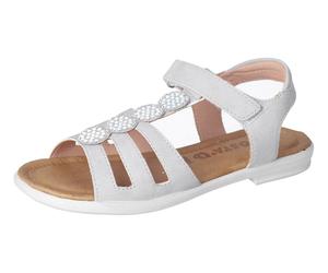 Sandale RICOSTA "Ana WMS: mittel", Mädchen, Gr. 35, weiß (graphit, weiß), Lederimitat, Glitzer, festlich, Schuhe Sandale, Sandale mit Klettverschluss u. Glitzer, Größenschablone zum Download (28499524