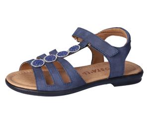 Sandale RICOSTA "Ana WMS: mittel", Mädchen, Gr. 42, blau (navy), Lederimitat, Glitzer, festlich, Schuhe Sandale, Sandale mit Klettverschluss u. Glitzer, Größenschablone zum Download (28938915-42) navy