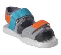 Sandale RICOSTA "Loen WMS: mittel", Kinder, Gr. 25, bunt (grau, orange, blau), Lederimitat, Textil, kontrastfarbene Details, Schuhe Sandale, Trekkingsandale mit Klettverschluss, Größenschablone zum Do