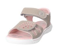 Sandale RICOSTA "Sarah", Mädchen, Gr. 28, beige (tundra), Lederimitat, bestickt, Schuhe Sandale, Sommerschuh mit Stickerei, Größenschablone zum Download (75701308-28) tundra