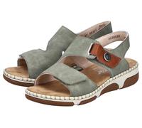 Sandale RIEKER, Damen, Gr. 36, schilf, braun, Lederimitat, unifarben mit Farbeinsatz, Basic, Schuhe Sandale, Sommerschuh, Klettschuh mit aufwändiger Ziernaht an der Laufsohle (71704422-36) schilf, bra