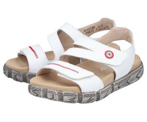 Sandale RIEKER, Damen, Gr. 36, weiß, Glattleder, unifarben, Basic, Schuhe Sandale, Sommerschuh, Klettsandale mit Ziernaht (19753510-36) weiß