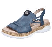 Sandale RIEKER, Damen, Gr. 37, blau (royalblau), Lederimitat, Schuhe Sandale, Sommerschuh, Sandalette, Schlupfschuh mit seitlichen Gummizügen (89577133-37) royalblau