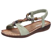 Sandale RIEKER, Damen, Gr. 37, schilf, Lederimitat, Schuhe Sandale, Sommerschuh, Urlaubsschuh, Fersenriemchen mit Gummizug (71071540-37) schilf