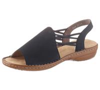 Sandale RIEKER, Damen, Gr. 38, blau (nachtblau), Nubuklederimitat, unifarben, Schuhe Damenschuh Riemchensandale Sandale Sommerschuh, Sommerschuh, Sandalette, Keilabsatz, mit Gummizugbändern (89585953-