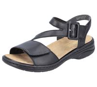 Sandale RIEKER, Damen, Gr. 39, schwarz, Leder, Schuhe Sandale, Sommerschuh, Sandalette, Klettschuh, mit Klettverschluss (88891662-39) schwarz