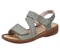 Sandale RIEKER, Damen, Gr. 40, grün (schilfgrün), Bast, Nubuklederimitat, Schuhe Sandale, Sommerschuh, Riemchensandale, Sandalette mit Klettverschlüsse (55877134-40) schilfgrün