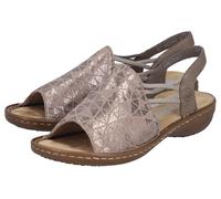 Sandale RIEKER, Damen, Gr. 41, beige, taupe, Nubuklederimitat, metallic, Schuhe Damenschuh Riemchensandale Sandale Sommerschuh, Sommerschuh, Sandalette, Keilabsatz, mit Gummizugbändern (81184819-41) b