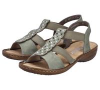 Sandale RIEKER, Damen, Gr. 42, grün (schilfgrün), Nubuklederimitat, unifarben, Basic, Schuhe Sandale, Sommerschuh, Schlupfschuh mit Gummizug für guten Sitz (84599160-42) schilfgrün