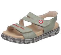 Sandale RIEKER, Damen, Gr. 43, schilfgrün, Glattleder, unifarben, Basic, Schuhe Sandale, Sommerschuh, Klettsandale mit Ziernaht (77556858-43) schilfgrün